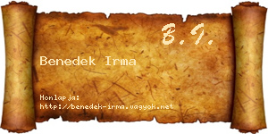 Benedek Irma névjegykártya