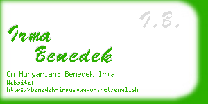 irma benedek business card